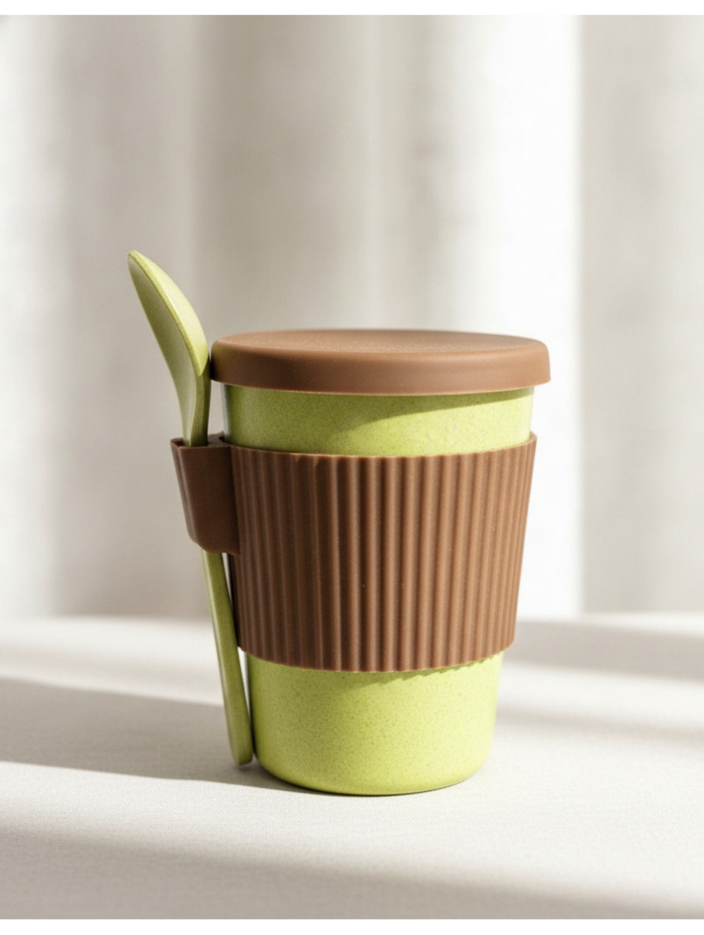 Keka Wheat Bio Plant Fiber Travel Mug Eco Friendly Coffee Cup Lid Sleeve Spoon